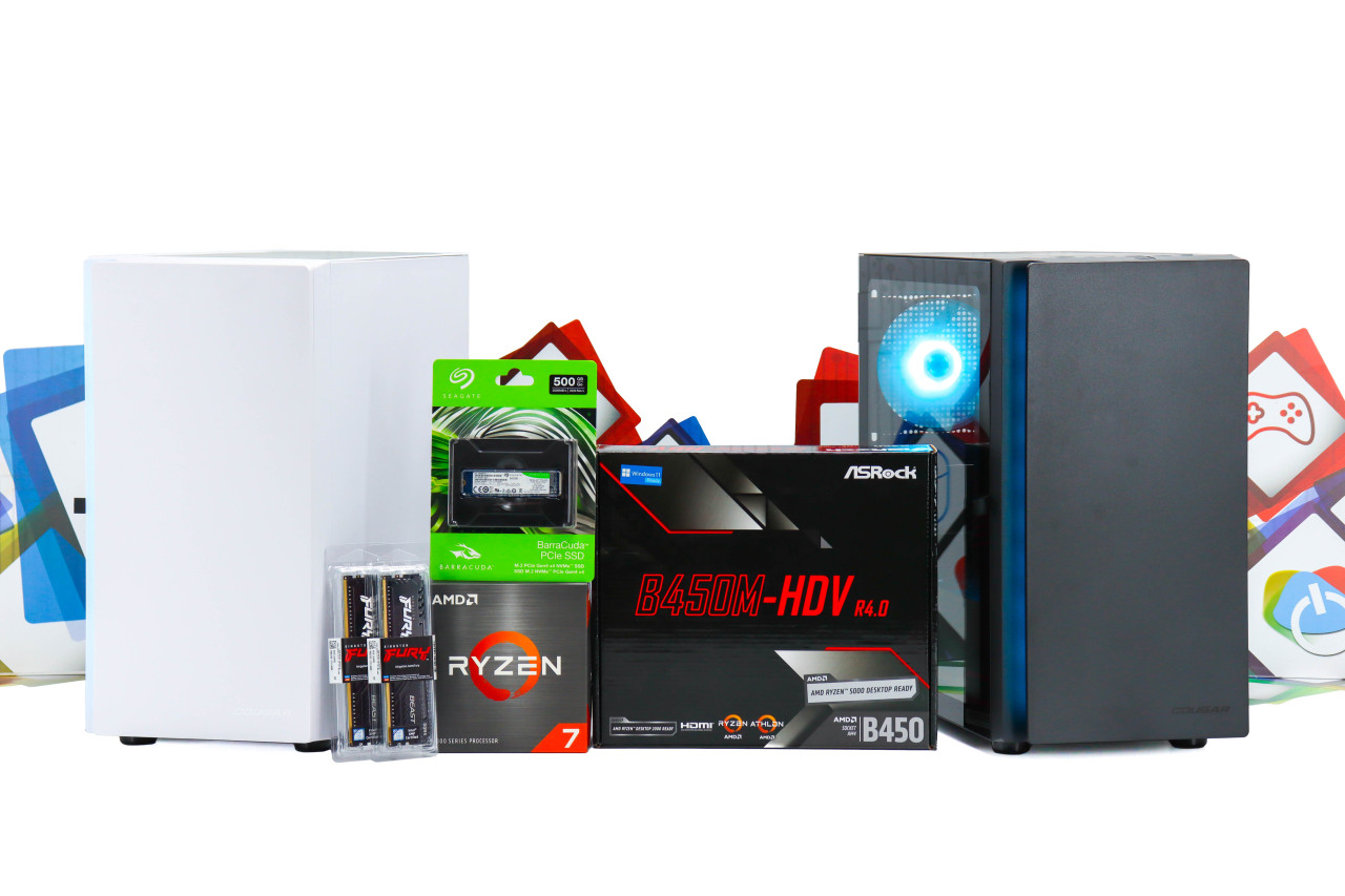 Gaming PC Cougar Purity-16; R7 5700X; RX 7600; 500GB; 16GB DOPER