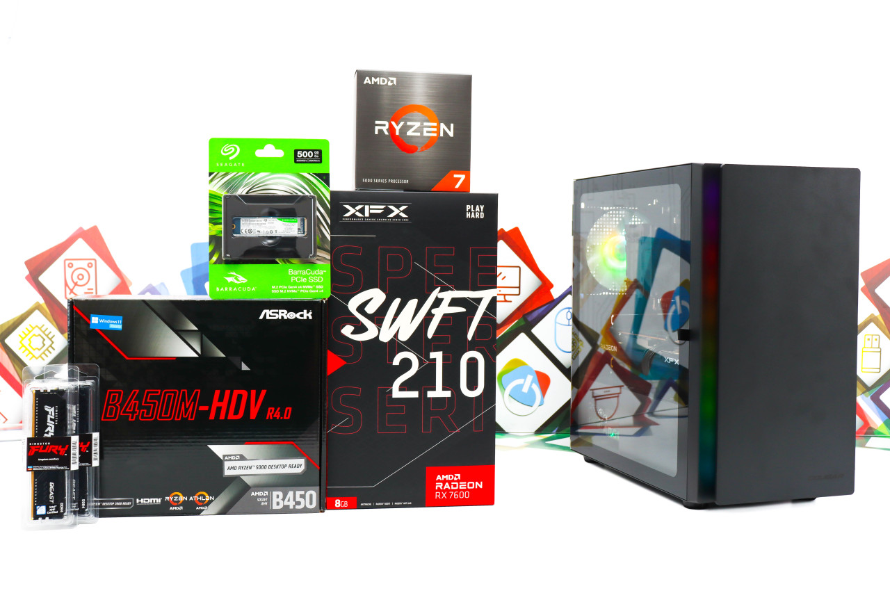 Gaming PC Cougar Purity-16; R7 5700X; RX 7600; 500GB; 16GB DOPER