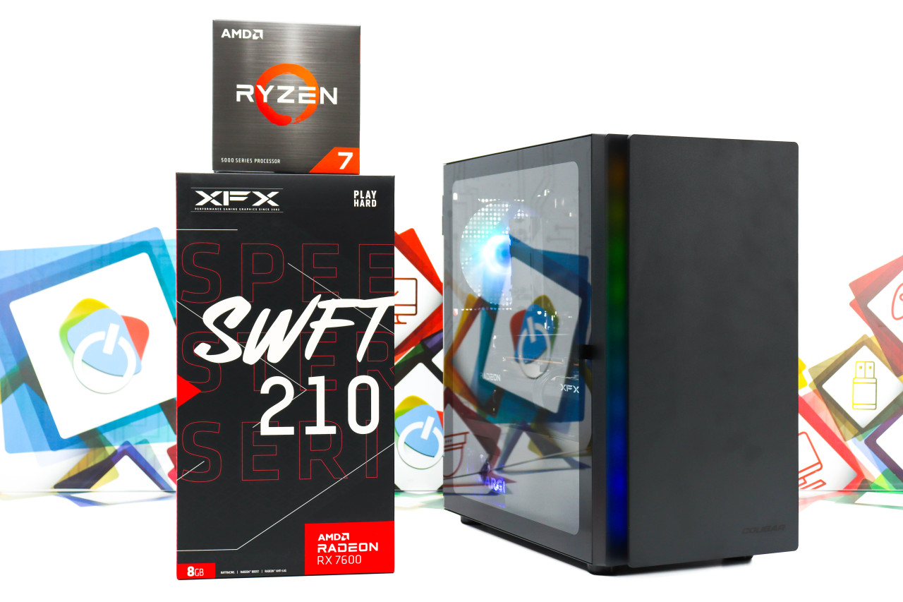 Gaming PC Cougar Purity-16; R7 5700X; RX 7600; 500GB; 16GB DOPER