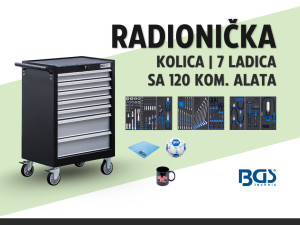 Radionička kolica | 7 ladica | 120 kom. alata /BGS 6061
