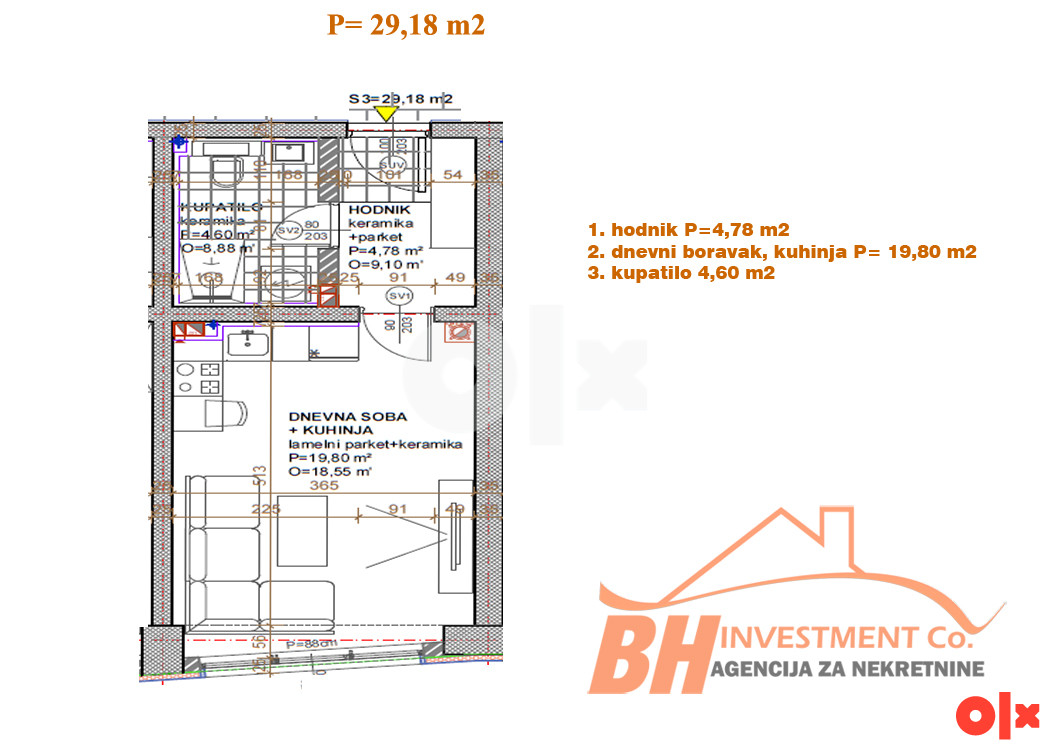 Garsonjera 29,18 m2 TCT Sjenjak 6