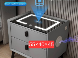 Pametni Nocni Ormaric Sto Sa Bezicnim Punjenjem i Zvucnikom Led