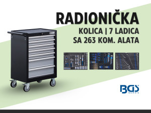 Radionička kolica | 7 ladica | 263 kom. alata /BGS 6062