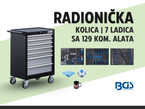 Radionička kolica | 7 ladica | 129 kom. alata /BGS 6065