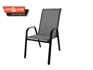 Vrtna / Baštenska stolica METAL - TEKSTILEN (Crna i Siva)