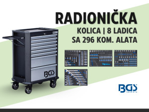 Radionička kolica | 8 ladica | 296 kom. alata /BGS 5051