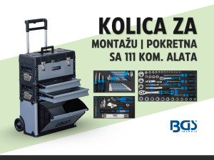 Kolica za montažu | pokretna | 111 kom. alata/BGS 15506