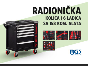 Radionička kolica | 6 ladica | 158 kom. alata /BGS 6055