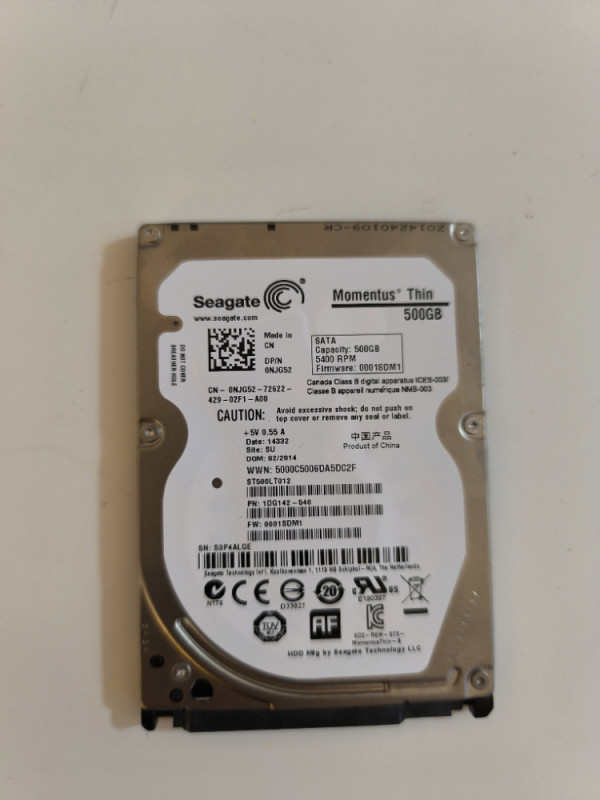 Segate HDD 500GB Laptop 2,5"