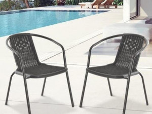 STOLICA VRTNA PLASTIKA METAL AMS MODRNA CRNA
