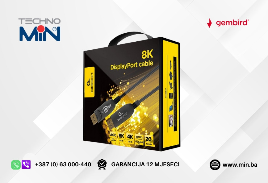 GEMBIRD CC-DP8K-AOC-20M, DisplayPort to DisplayPort, 20m (AOC)