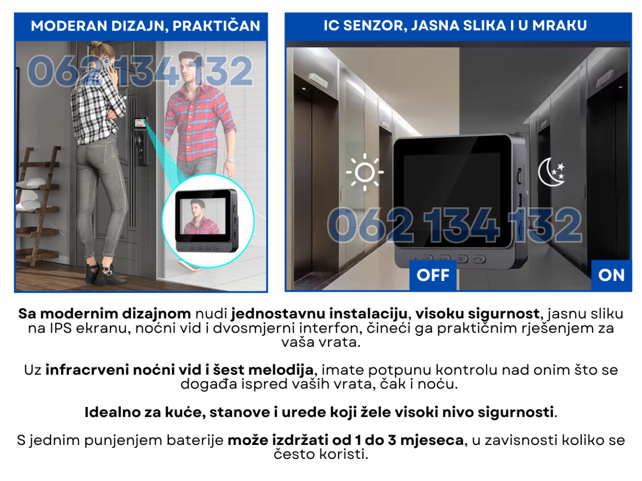 2u1 ZVONO INTERFON WiFi KAMERA + MIKROFON + DISPLEJ