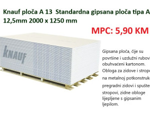Knauf gipsana ploča 12,5mm