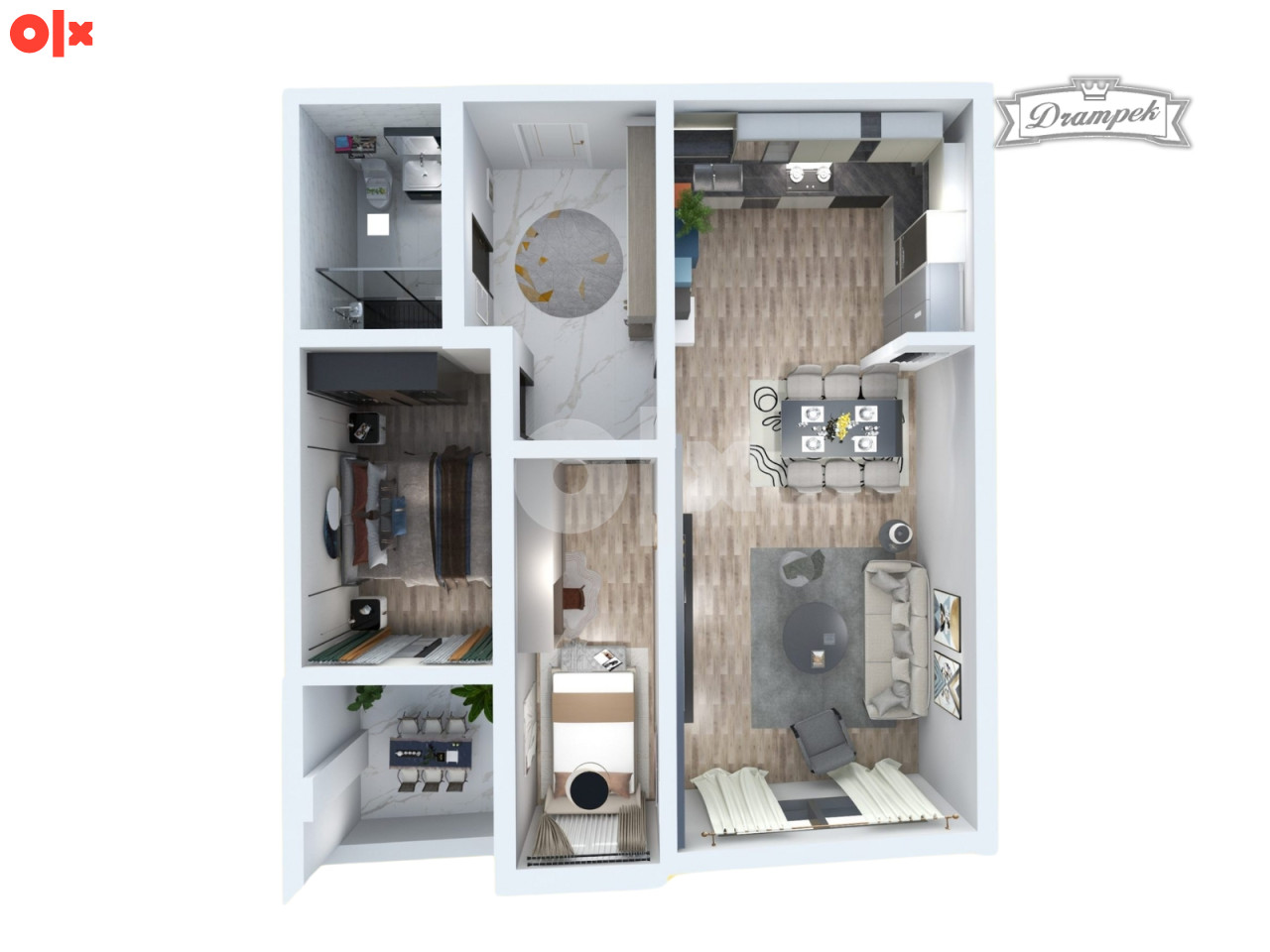 Stan br. 2/3  TCT Tower Sjenjak Tuzla TROSOBAN 66.81m2 2