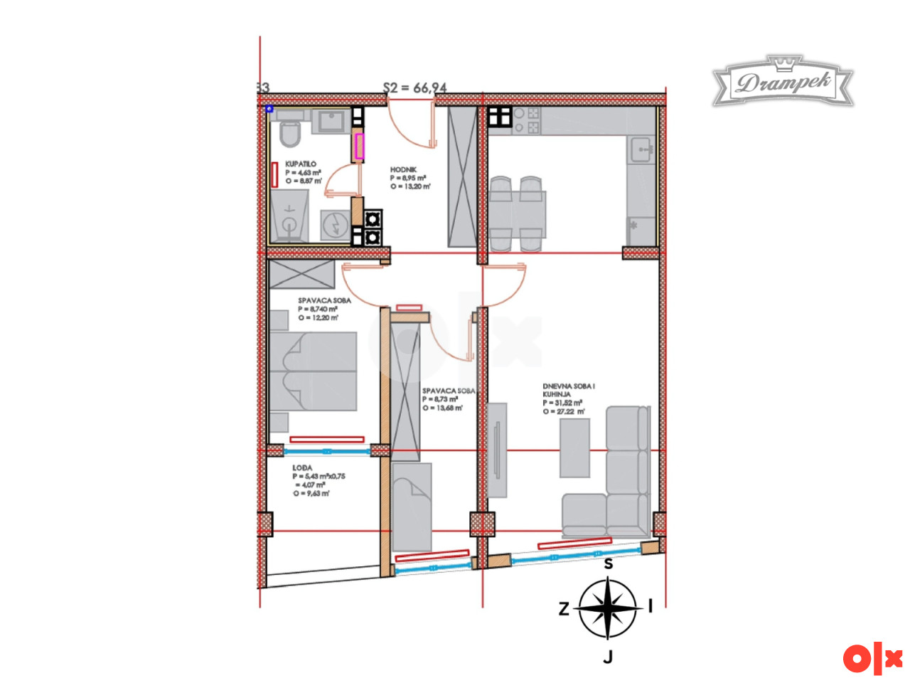 Stan br. 2/3  TCT Tower Sjenjak Tuzla TROSOBAN 66.81m2 4