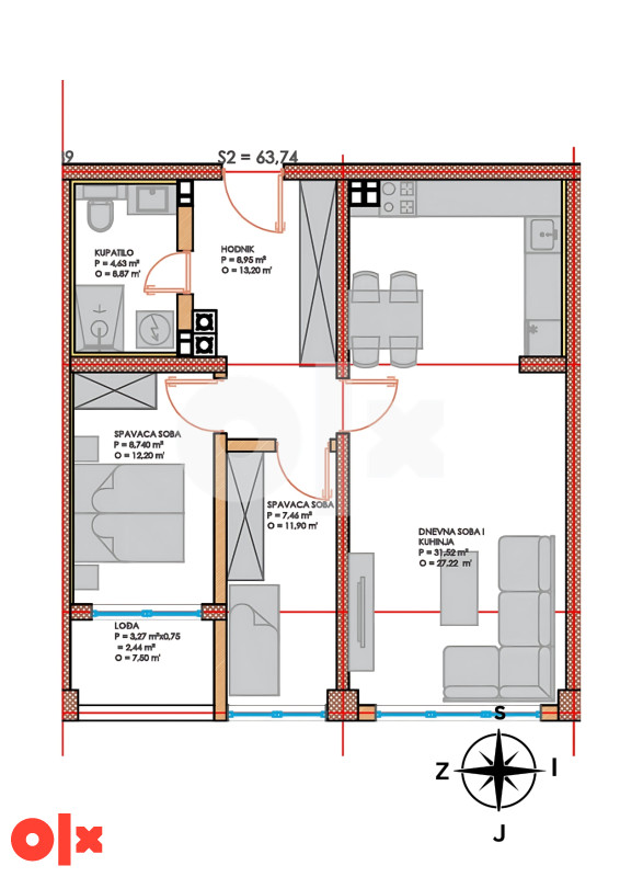Stan br. 2/18  TCT Tower Sjenjak Tuzla TROSOBAN 62,05m2 3
