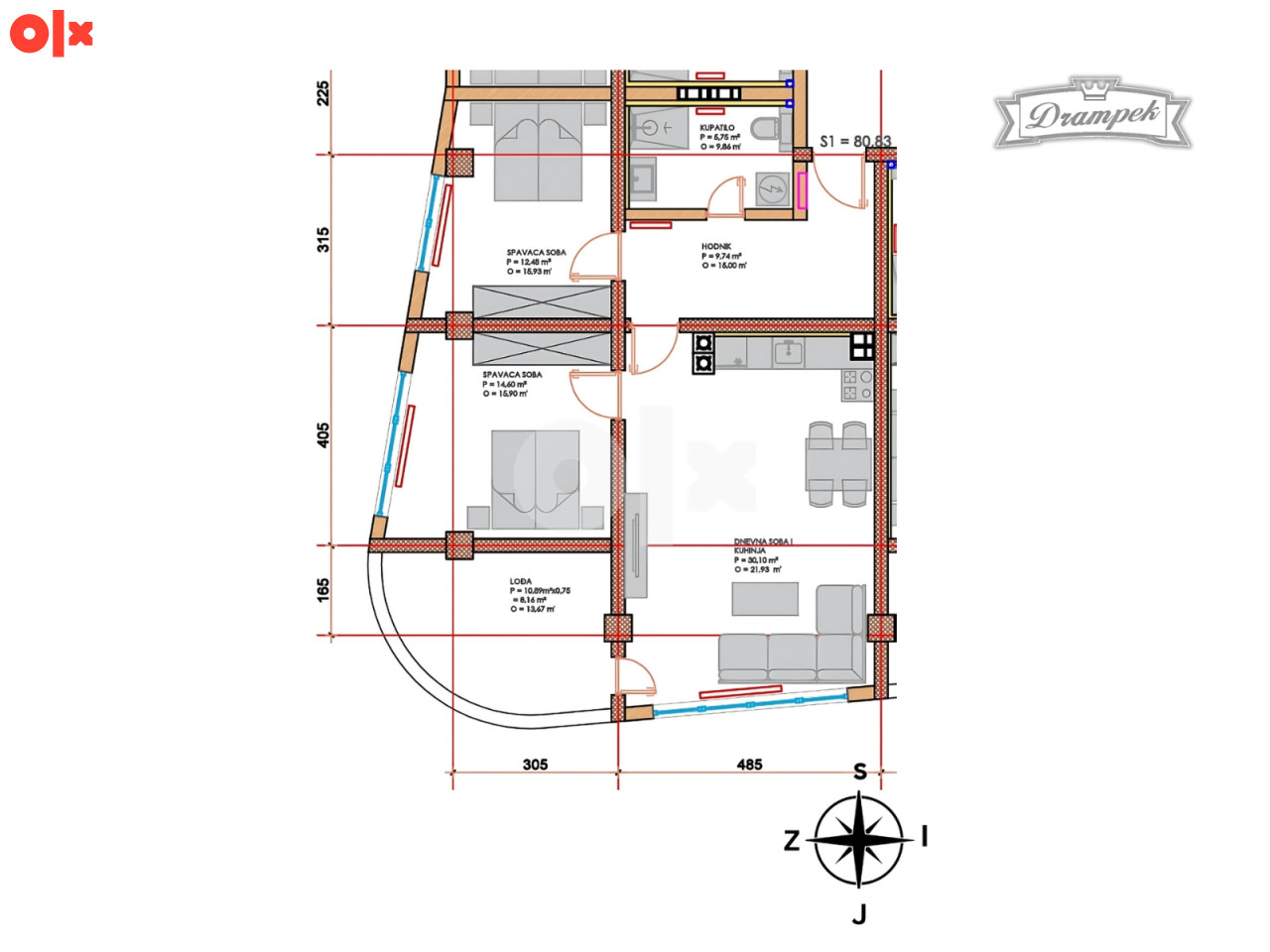 Stan br. 1/2  TCT Tower SjenjakTuzla TROSOBAN 79,26m2 4