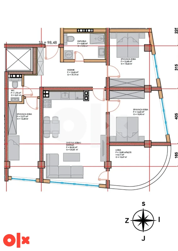 Stan br. 5/10  TCT Tower Sjenjak Tuzla ČETVEROSOBAN 99,24m2 3