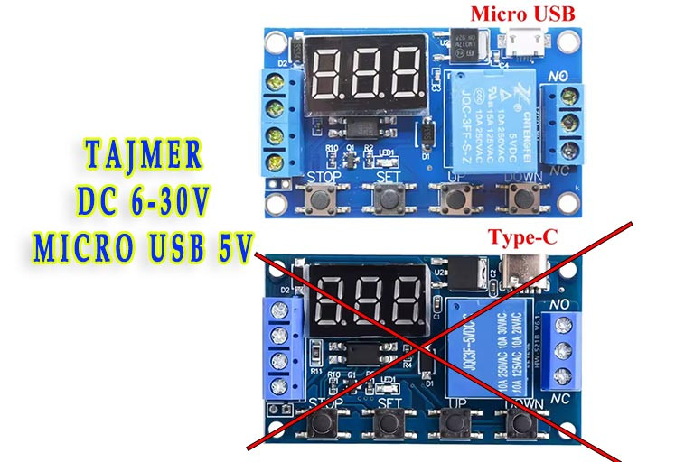Vremenski relej tajmer DC 6-30V Podrška Micro USB 5V