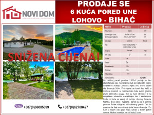 SNIŽENO - 6 KUĆA SA BAZENOM PORED UNE - LOHOVO BIHAĆ