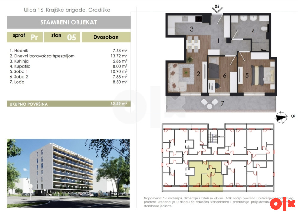 Dvosobni stanovi u izgradnji od 62 m2 3