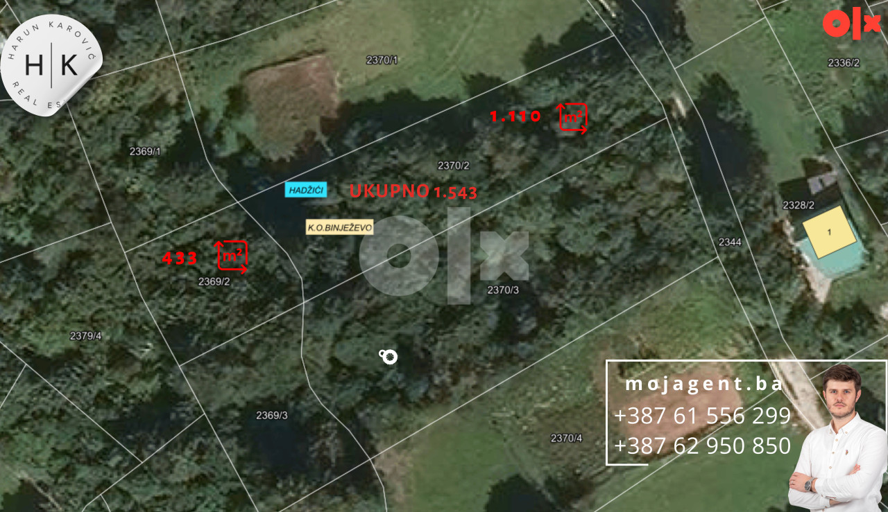 HK prodaje zemljište: Binježevo - Mekote - 1.543 m2 2