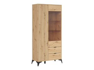 Lamea visoka vitrina 90 cm sa 2 vrata i 2 ladice, hrast artisan