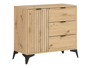 Lamea komoda 90 cm sa vratima i 3 ladice, hrast artisan