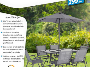 STOL SA SUNCOBRANOM + 6 STOLICA