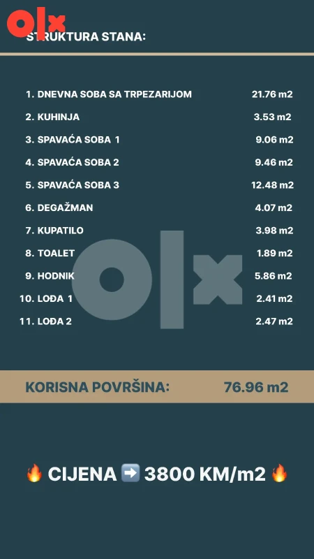 Stan sa 3 spavaće sobe-77m2, Banja Luka 2