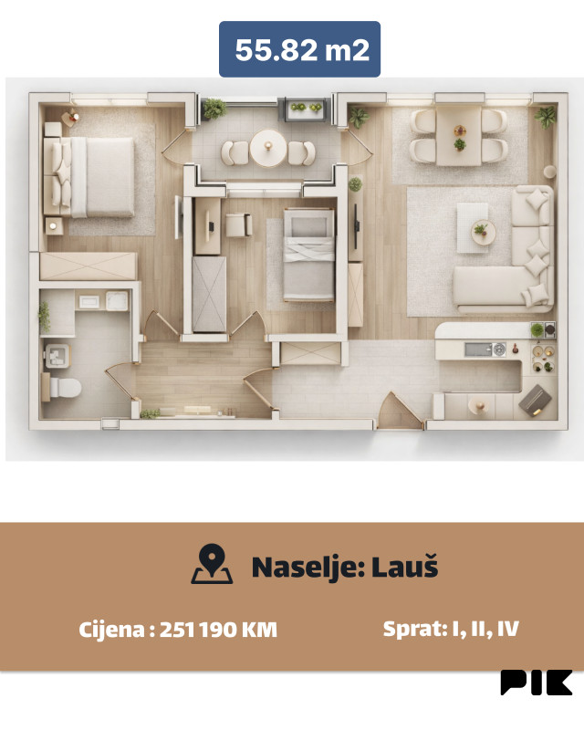 Trosoban stan 56m2 kod Gimnazije, Banjaluka