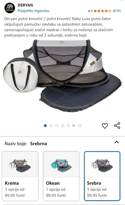 Deryan sator putni krevet ,vreca i prostirka  za malu djecu bebe