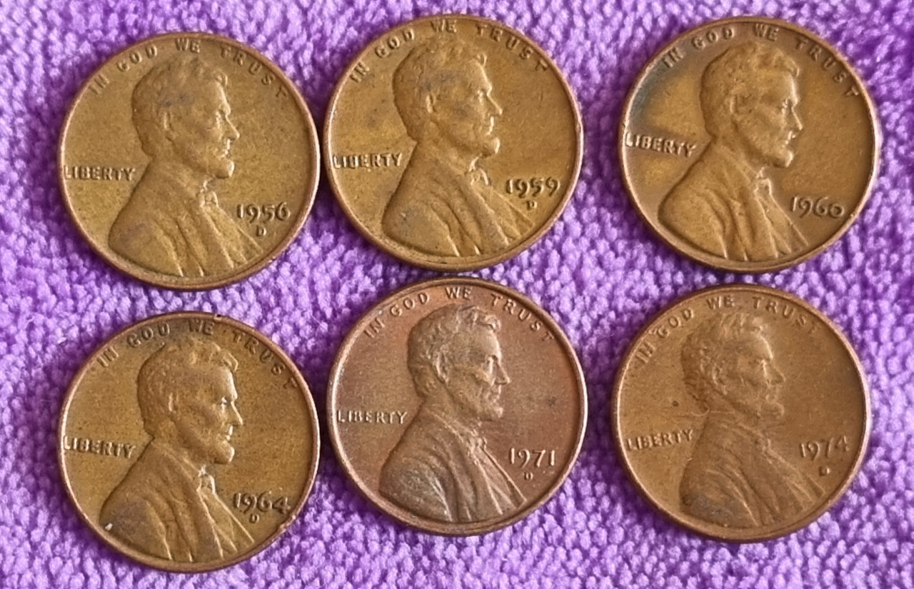 USA - Amerika 6 x po 1 Cent - 1956.-1974. g.
