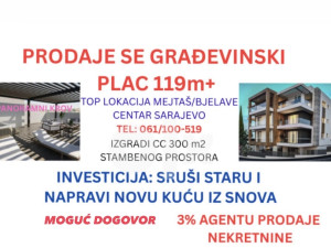 Kuća stara na građevinskom placu za vilu P+1+2+PK Mejtaš Sarajevo