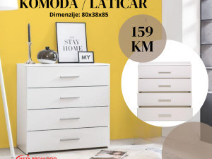 Komoda laticar vitrina komoda sa laticama bijela