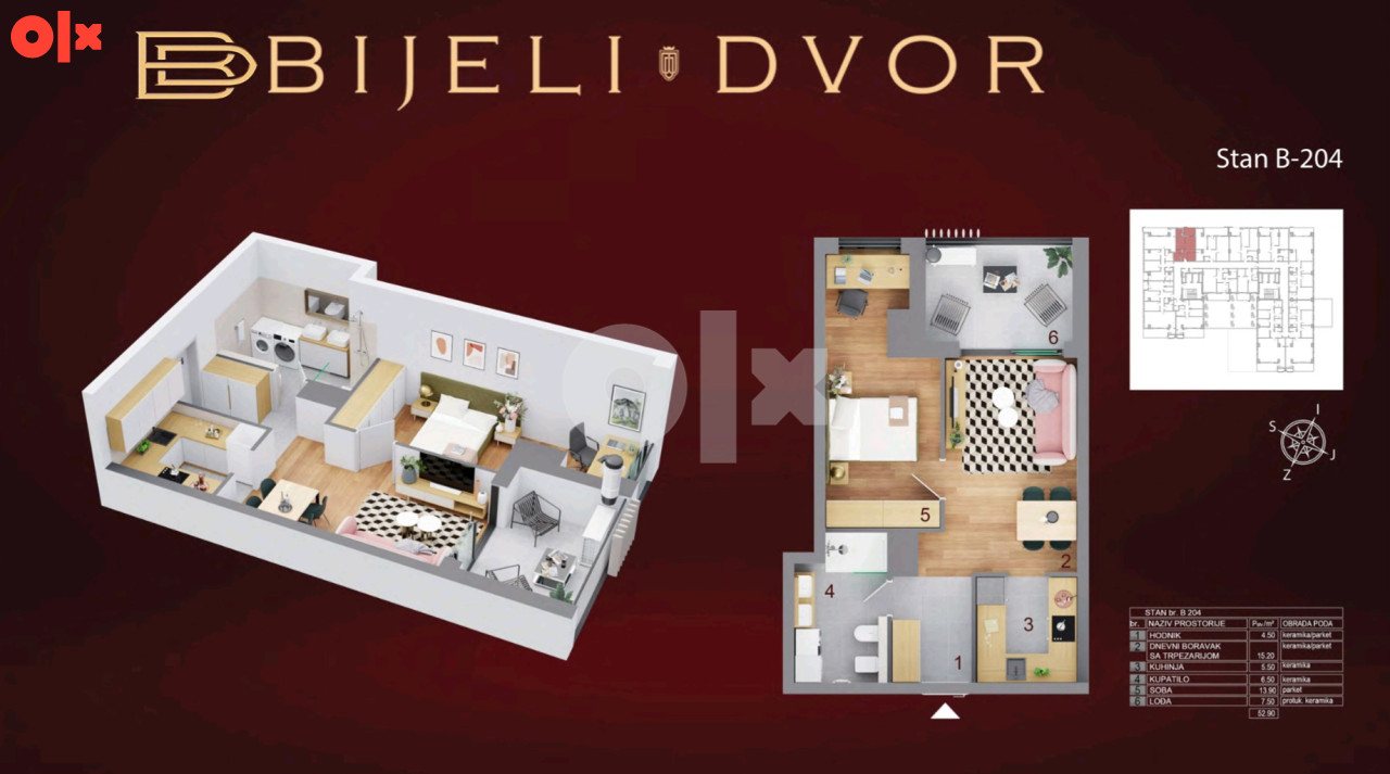 Luksuzan dvosoban stan 53m2 Bijeli dvor Banja Luka 13