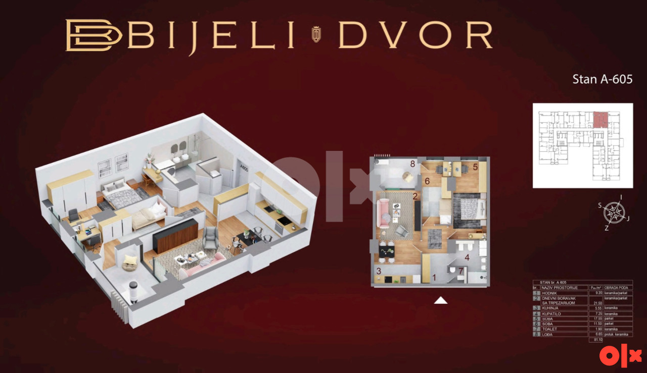 Luksuzan trosoban stan 80m2 Bijeli dvor Banja Luka 16