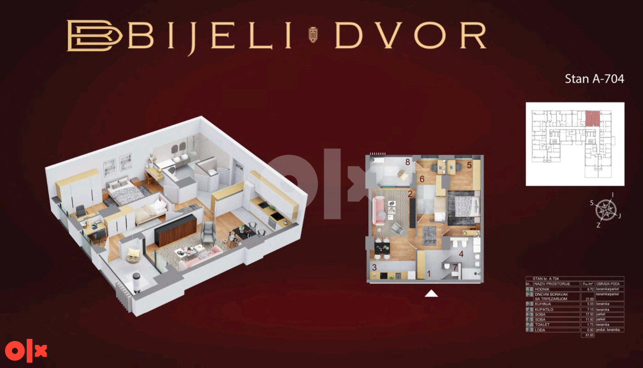 Luksuzan trosoban stan 80m2 Bijeli dvor Banja Luka 17