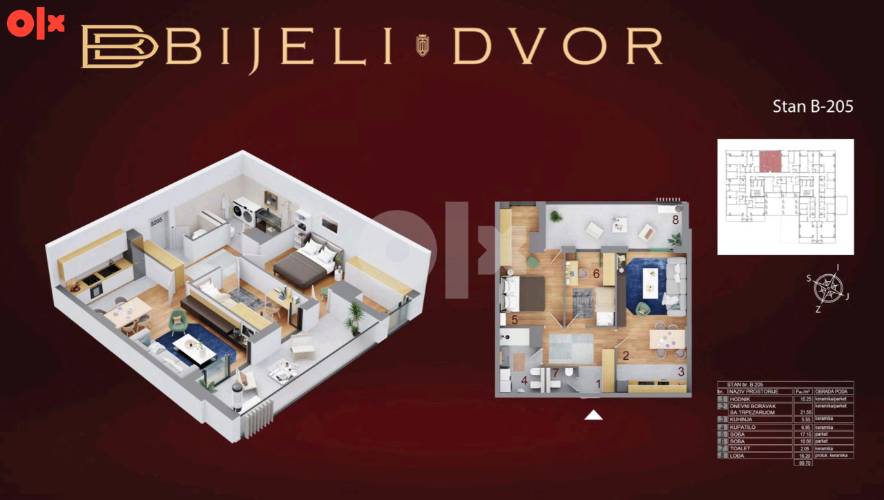 Luksuzan trosoban stan 90m2 Bijeli dvor Banja Luka 13