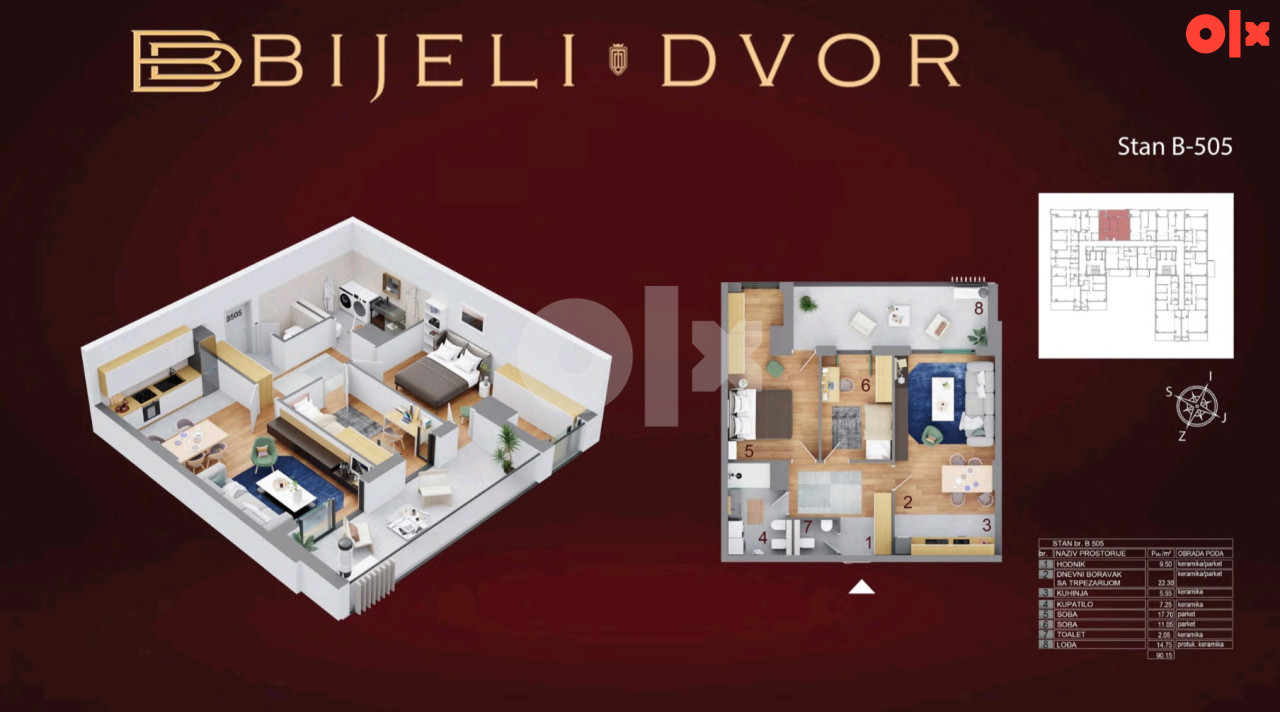 Luksuzan trosoban stan 90m2 Bijeli dvor Banja Luka 16