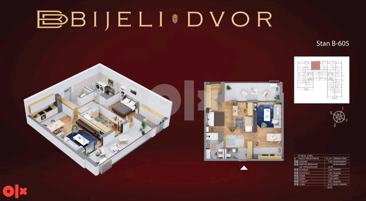 Luksuzan trosoban stan 90m2 Bijeli dvor Banja Luka 17