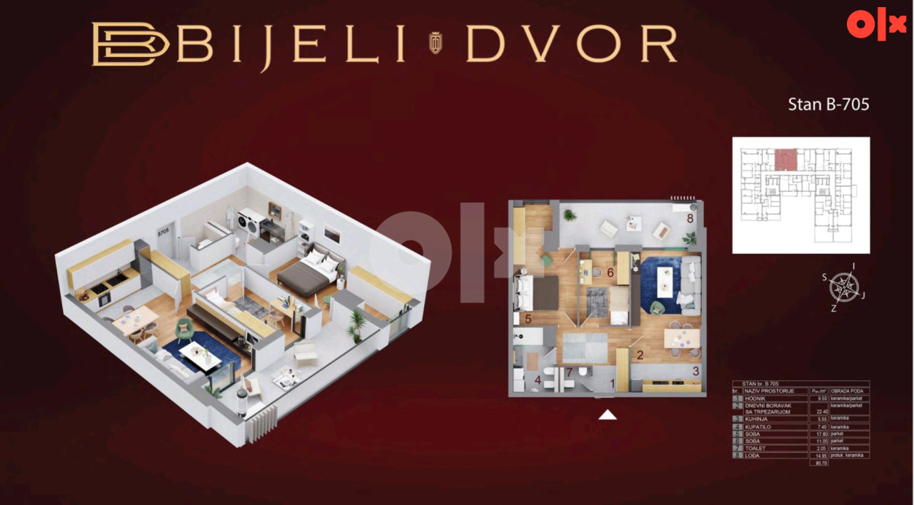Luksuzan trosoban stan 90m2 Bijeli dvor Banja Luka 18