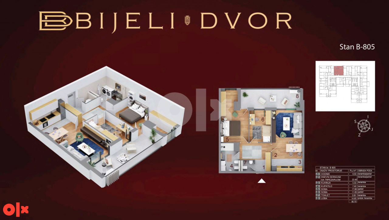 Luksuzan trosoban stan 90m2 Bijeli dvor Banja Luka 19