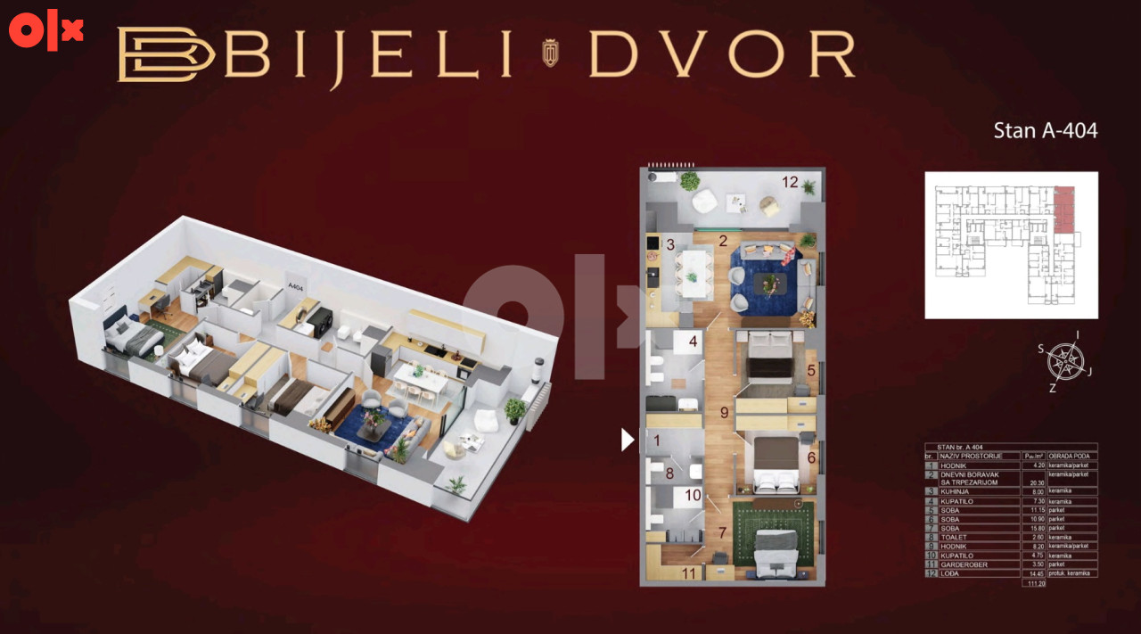 Luksuzan četverosoban stan 111m2 Bijeli dvor Banja Luka 13