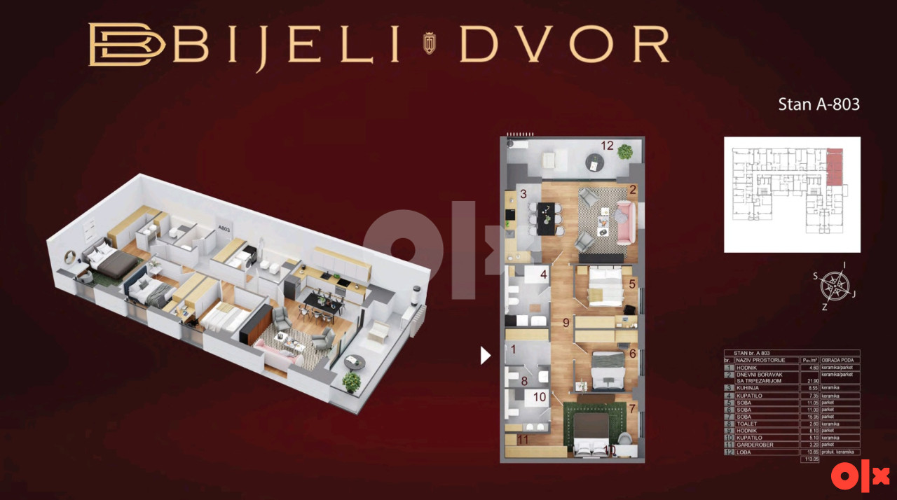 Luksuzan četverosoban stan 111m2 Bijeli dvor Banja Luka 14
