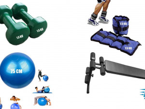 Set tegova 1.5kg, lopta 75cm i klupa za trbušnjake