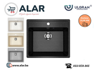 ULGRAN granitni sudoper U104 Crna, siva, bež, bijela