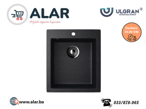 ULGRAN granitni sudoper U404 Ultra crna 495x420x190 mm