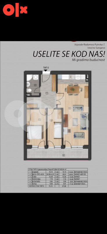 Stan Istocno Sarajevo  68m2 13
