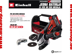 Einhell SET aku ugaona brusilica TE-AG 18/115 Li Kit (1x4.0 Ah)